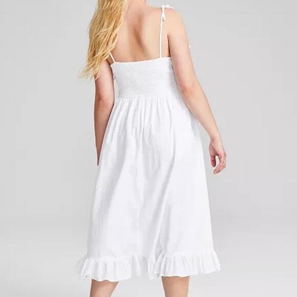 And Now This Size S Cotton Swiss Dot Corset Ruffled Sleeveless Midi Dress White - Picture 4 of 14